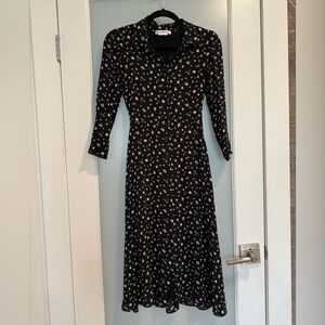 Reformation Black and White Floral Long Sleeve Dress